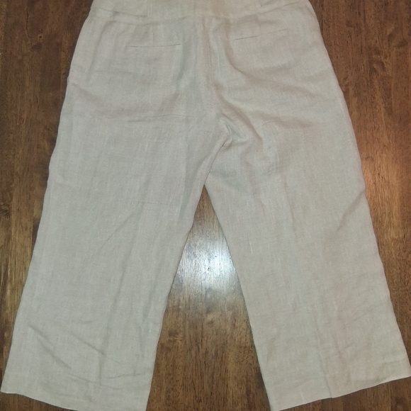 Talbots Women's Beige 100% Pure Irish Linen Cropped Flowy Lagenlook 6P - Picture 6 of 6